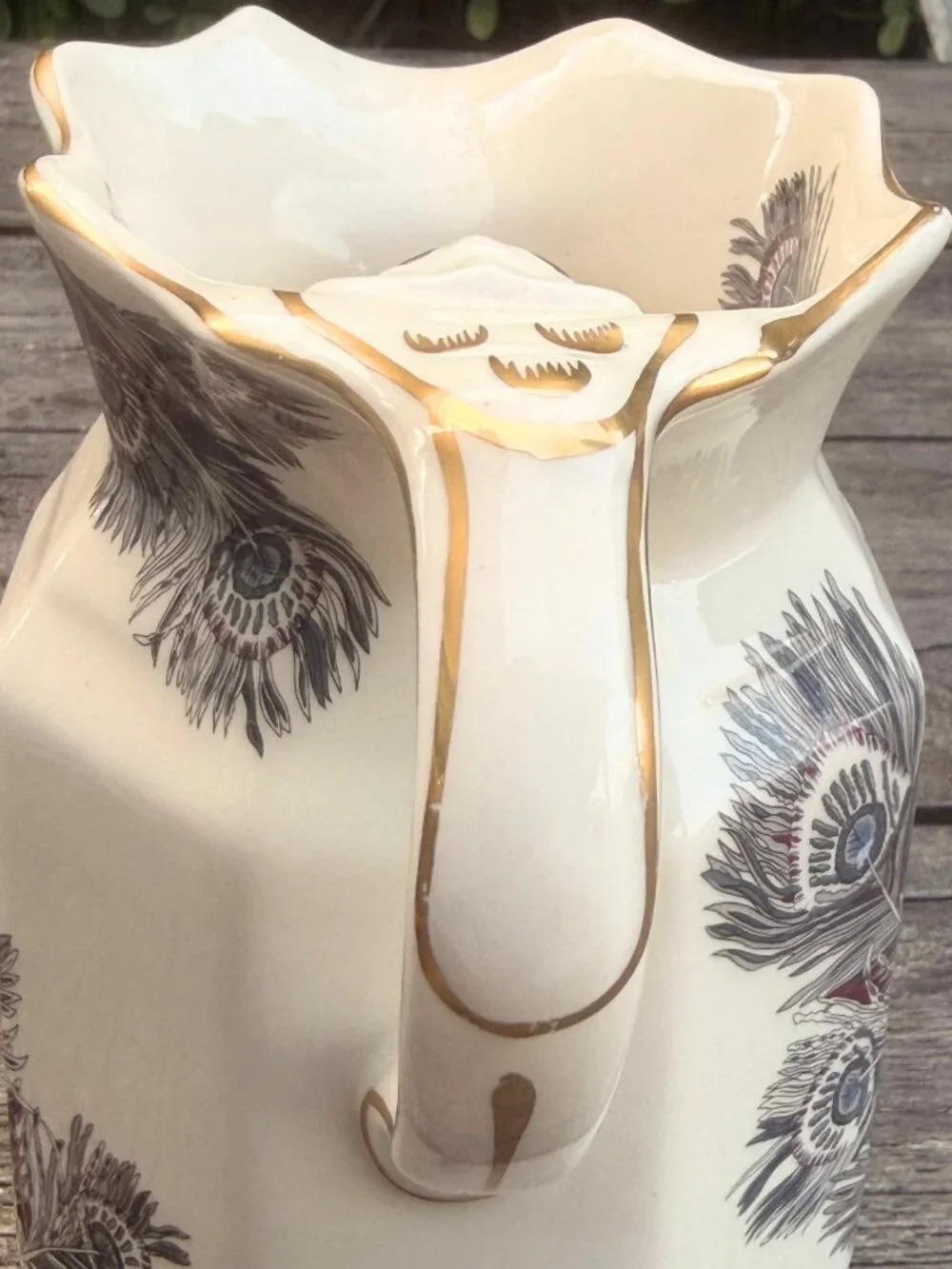 Vintage Mason’s Ironstone Hera Pitcher Liberty of London Peacock Feather ENGLAND